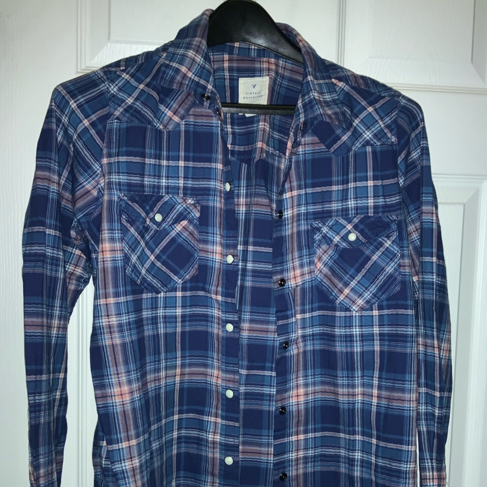 Vintage boyfriend cotton flannel shirt